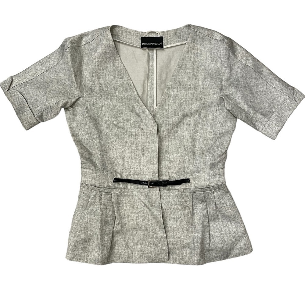 EMPORIO ARMANI | Grey Belted Blouse | Size 44